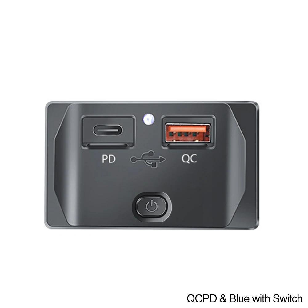 Новый автомобильный QC 3.0 USB PD Type C быстрое зарядное устройство розетка 12 В-24 В с переключателем светодиодная розетка быстрая зарядка для RV лодки мотоцикла