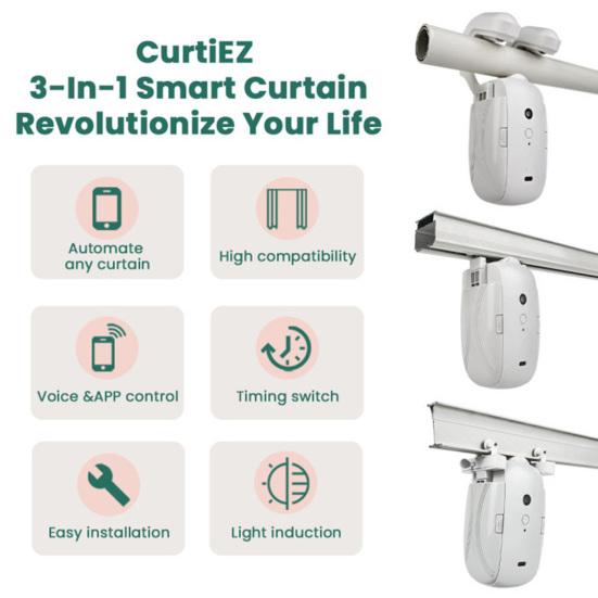 Умное автоматическое устройство для открывания штор с датчиком освещенности Высокопроизводительный мотор Голосовое управление Универсальное и простое в установке устройство для открывания штор