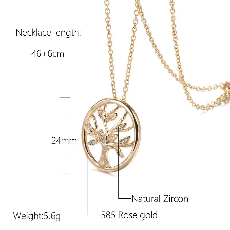 Xiaohong Necklace Women'S Niche Design Sense, The Same Christmas Tree Pendant 585 Rose Gold Collarbone Chain