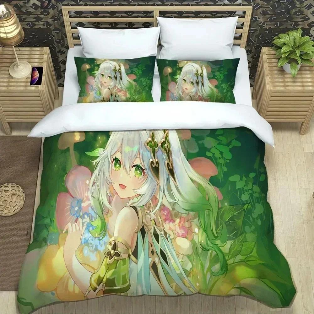 Комплект постельного белья 3D Anime Genshin Impact, пододеяльник, одеяло, комплект постельного белья, наволочка, размер King Queen Twin для мальчиков и девочек взрослых