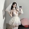 Lace mesh perspective sexy deep V hollow erotic underwear seduction low-cut onesie women's suit