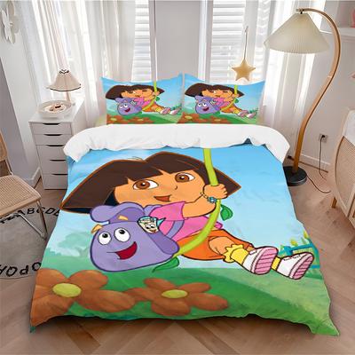 Dora'S Adventure Nature Print 3Pcs Bedding Setduvet Cover With 2 Bedropillowcase Home Birthday Gift