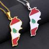 Titanium Steel Lebanon Map And Flag Pendant Stainless Steel Oil Drop Necklace Men'S And Women'S Titanium Steel Jewelry