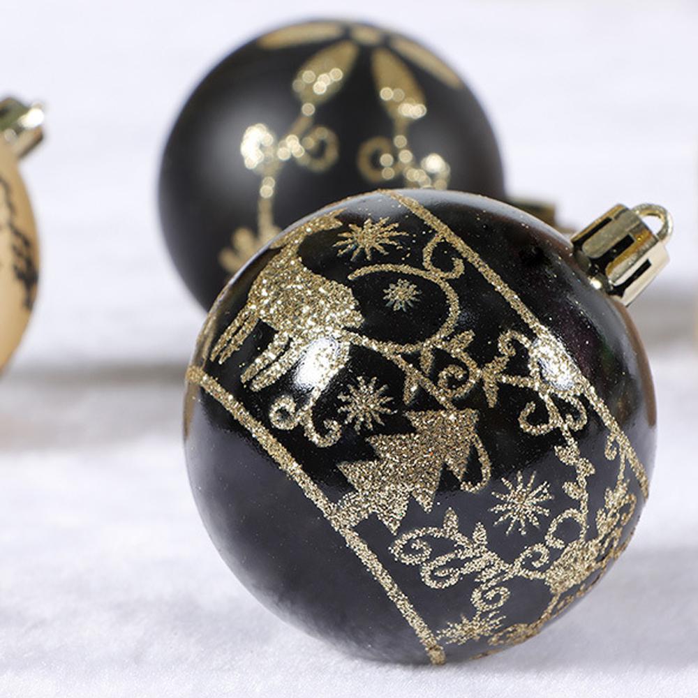 6 шт./кор. Рождественский шар, украшение для елки, подвесное украшение, расписанное вручную, 6 см, черно-белые новогодние подарки