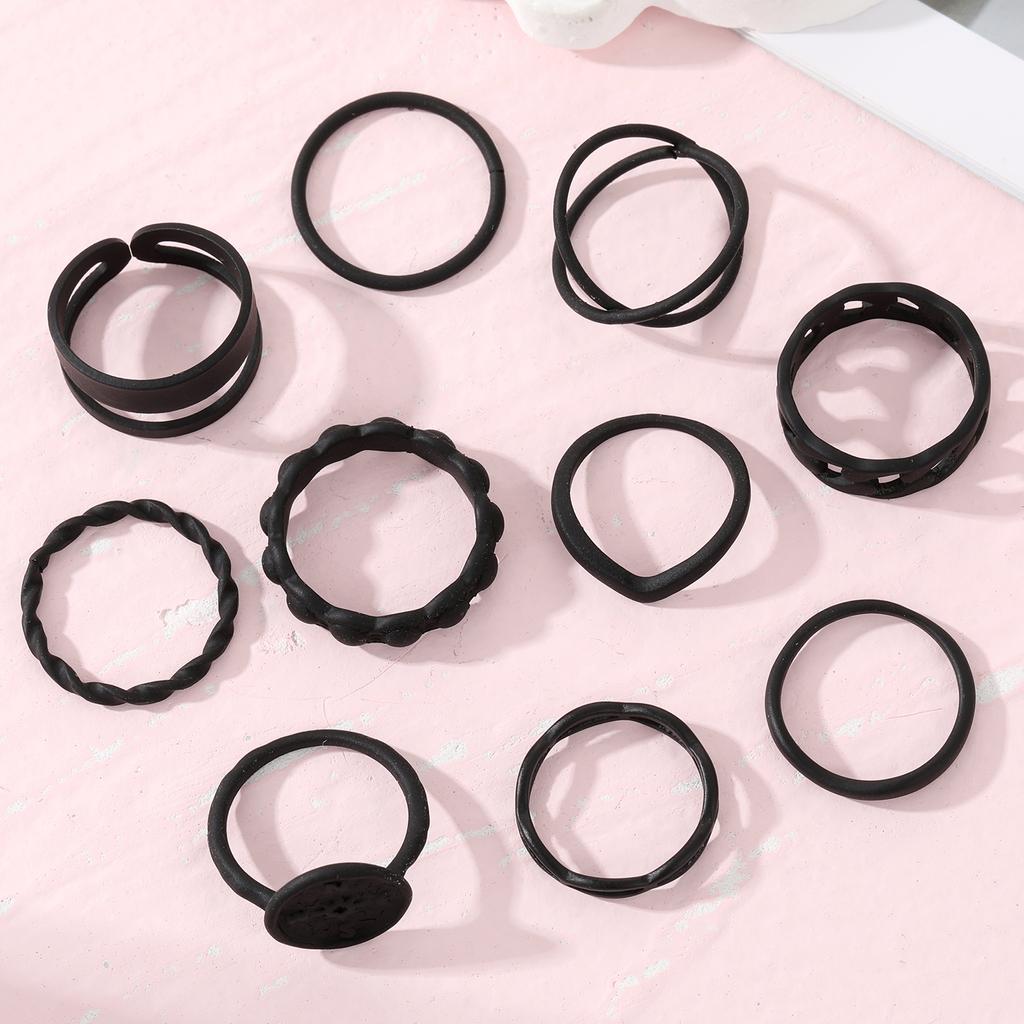 Модное Темпераментное Черное Полое Кольцо Элегантная Линия Ночной Клуб Вечеринка Кольцо Парное Подходящее Кольцо