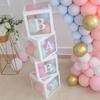 Runtow 1pc 25cm Transparent Letter Box ,Birthday Wedding Custom Name Balloon Box ,1st Birthday Party Decorations, Baby Shower