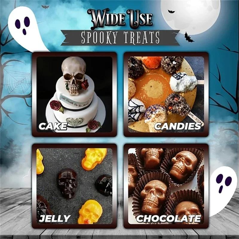Силиконовая форма в виде черепа на Хэллоуин, украшение для торта, жидкая помадка, силиконовая форма в виде черепа своими руками, принадлежности для вечеринки на Хэллоуин