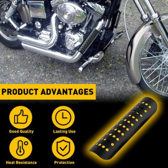 Motorcycle Pipe Shield Exhaust Heat Guard Cover Muffler Guard Cover Heel Black
