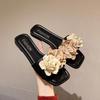 Flower Slippers Women's Summer New Outer Wear Flat-bottomed Beach Vacation Seaside with Skirt Sandals