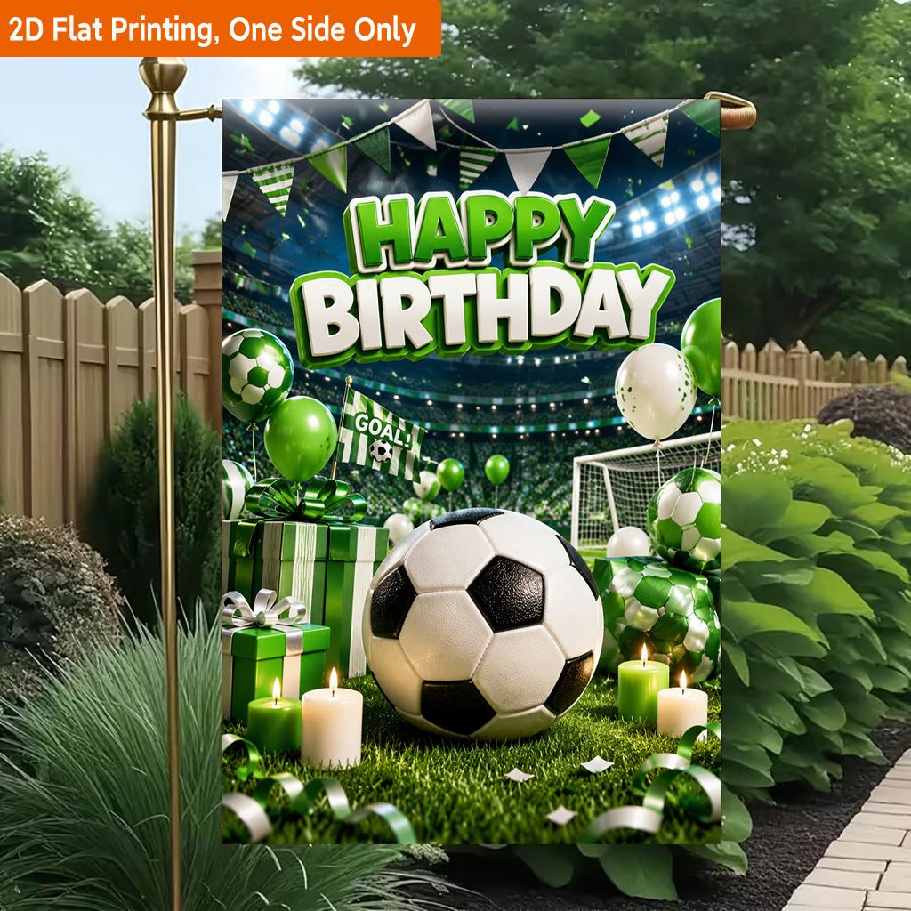 2D Flat - 2D Flat Printing Garden Flag 1pc, Soccer Birthday Party Setup Durable Single-Sided Print Yard Flag, Garden & Home Holiday Decoration, 29.97X