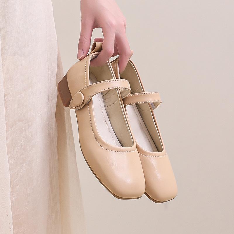 Французские туфли Мэри Джейн со стразами на толстом каблуке женские 2025 новые темпераментные женские туфли на толстом каблуке с ремешком с юбкой