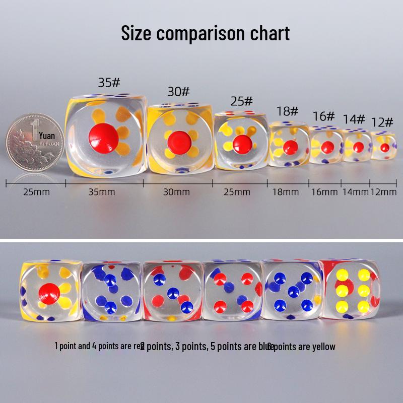 30-мм Большие Прозрачные Хрустальные Кубики с Цветными Точками для KTV, Бара или Маджонга