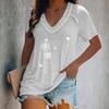 Women's Fashion V-neck Print Pullover Casual Short-sleeved T-shirt