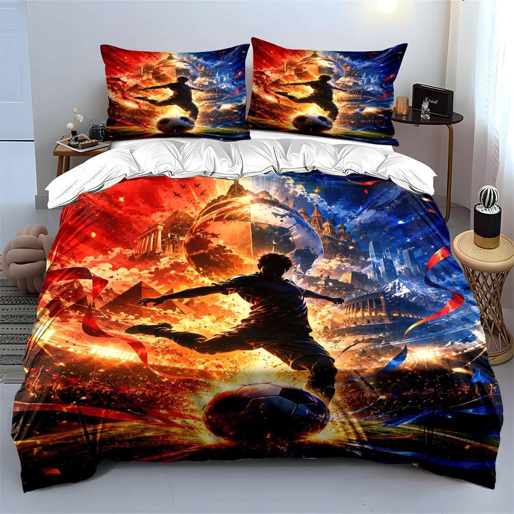"Soccer Silhouette 3-Piece Set" Bedding Duvet Cover Set Duvet Cover Pillowcases (1 * Duvet Cover 2 * Pillowcases, without duvet insert)
