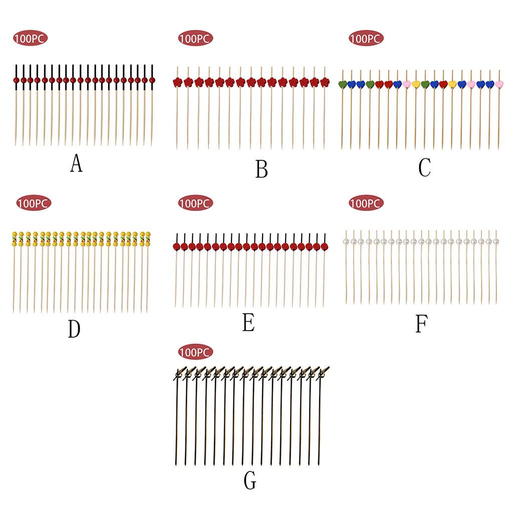 100pc Pick Buffet Fruit Fork Party Dessert Stick Cocktail Skewer