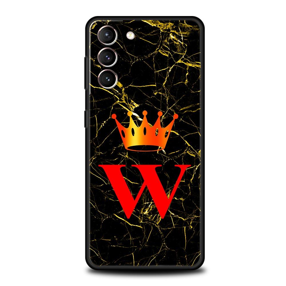 Marble Letter Phone Case For Samsung Galaxy S26 Ultra S25 Plus S24 FE S23 S22 5G S21 S20 Cover Black Soft