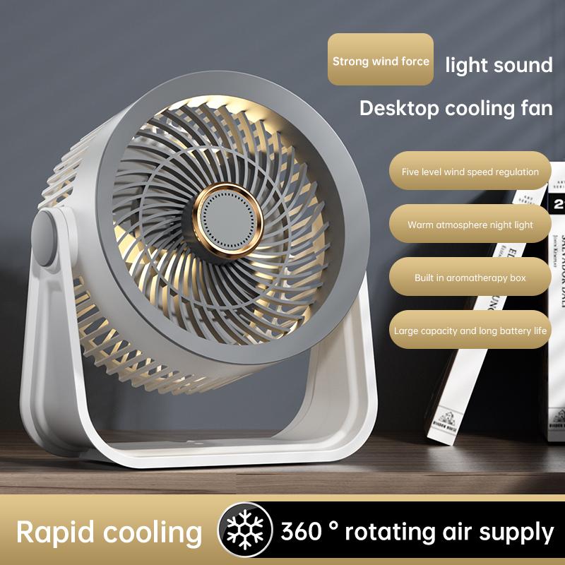 Настольный вентилятор Вентилятор для циркуляции воздуха Перезаряжаемый от USB Портативный для кемпинга на открытом воздухе Настенный Маленький вентилятор с сильным ветром Для студентов и домашнего использования