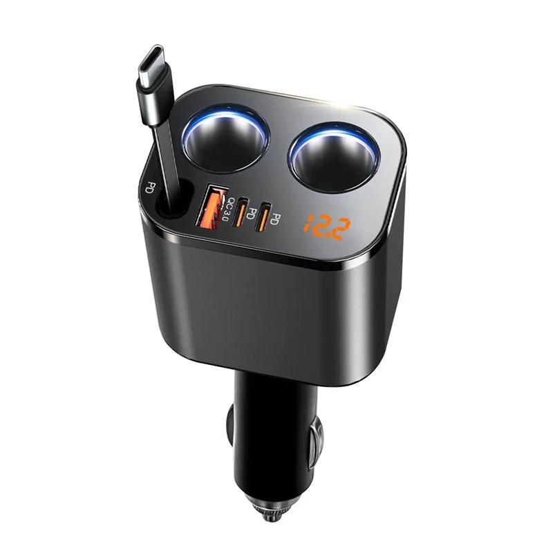 6 в 1 Выдвижное автомобильное USB зарядное устройство для мобильного телефона 200 Вт макс. Адаптер прикуривателя PD30W QC3.0 Адаптер быстрой зарядки для автомобилей 12 В-24 В