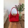 Elegant Women's Red Bow Underarm Bag Solid Pu Leather Casual Handle Bags Large Capacity Female All-matched String Shoudler Pack