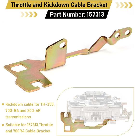 157313 Throttle Cable Bracket and Kickdown Cable Bracket | Fit for Edelbrock Carburetor Performer, for Thunder AVS, for Quadrajet-style Carburetors