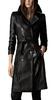 Lambskin Handmade Formal Casual Stylish Women Black Trench Coat Leather Genuine