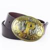 P-belt Iron Clip Connecting Leather Plate Buckle Fashionable Punk Style Belt Personalized Western Denim Belt