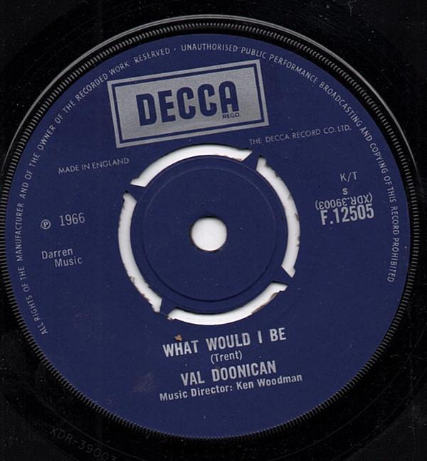 7-дюймовая пластинка VAL DOONICAN What Would I Be F12505 Decca 1966 UK Поп Б/у
