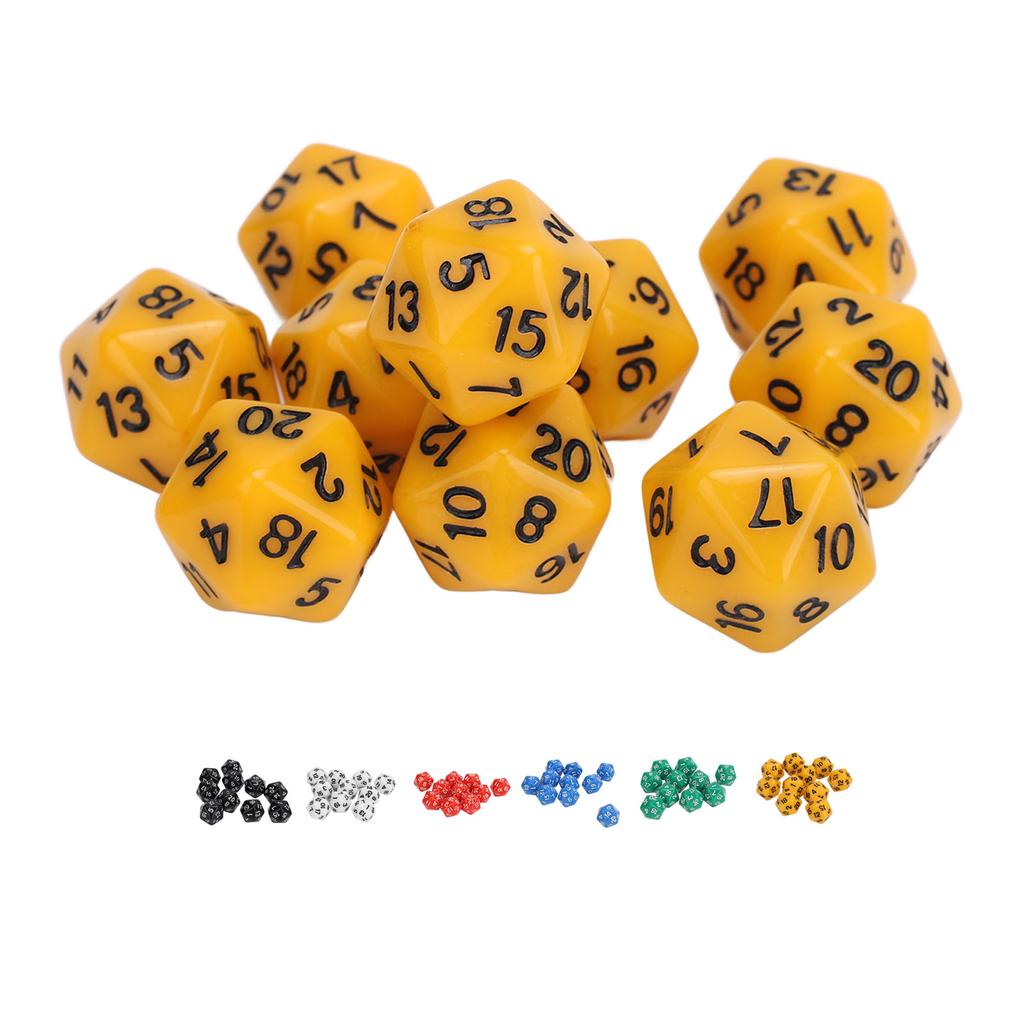 10PCS Polyhedral Dice Set Plastic Lightweight 20 Sided Dice for Role Playing Table Games