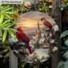 2D Flat Aluminium Cardinal Christmas Sign - Warm Winter Figurine Ornaments - Ideal for Front Door, Wall, Porch, Window Decor - Ideal Christmas Gift