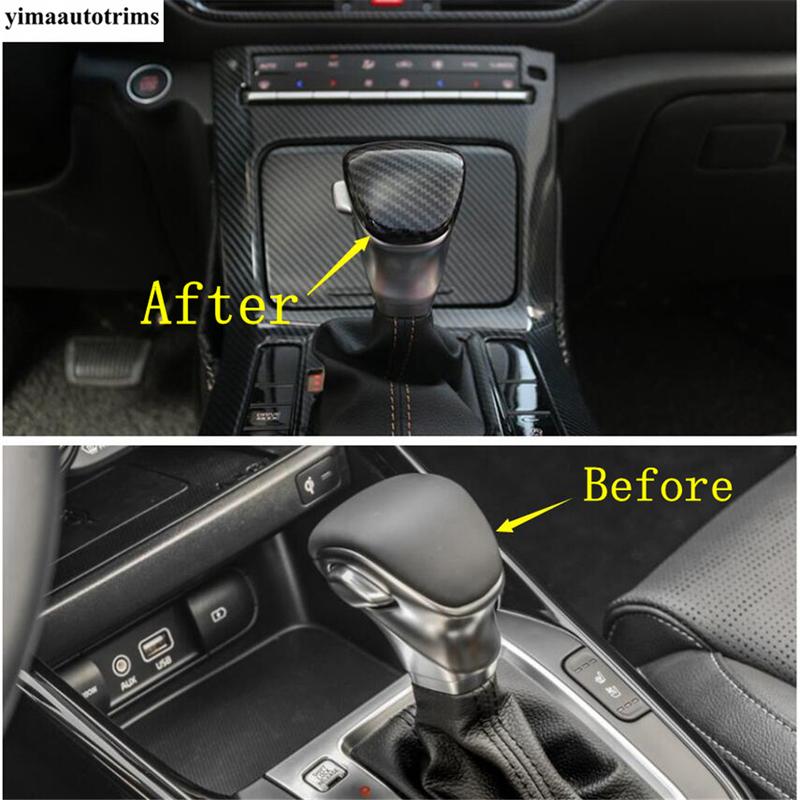 Car Gear Lever Head Shift Knob Decor Cover Trim For Kia Sorento MQ4 ABS Carbon Fiber / Red Interior Accessories