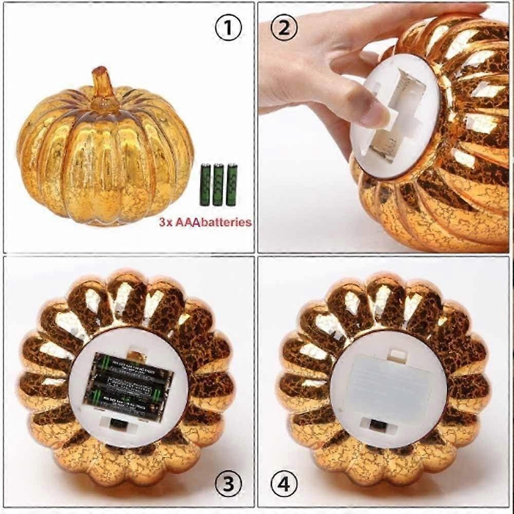 Twinkle LED Light Pumpkins, Timer Lighted Sparkling Starry Night Glass Pumpkins