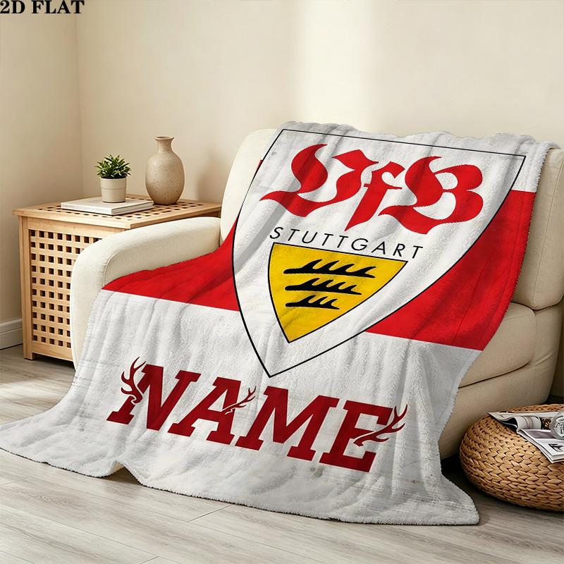 Custom Name,VfB Stuttgart Printed Flannel Blanket, soft throw for bedroom sofa, washable, Christmas present, great gift.