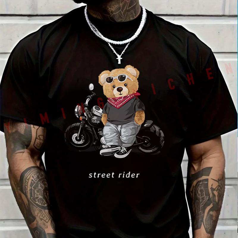 Motorcycle Lovers Street Teddy Knight T-shirt Moto Male Brand Tee Men Summer T Shirts Casual High Quelity O-neck Tops