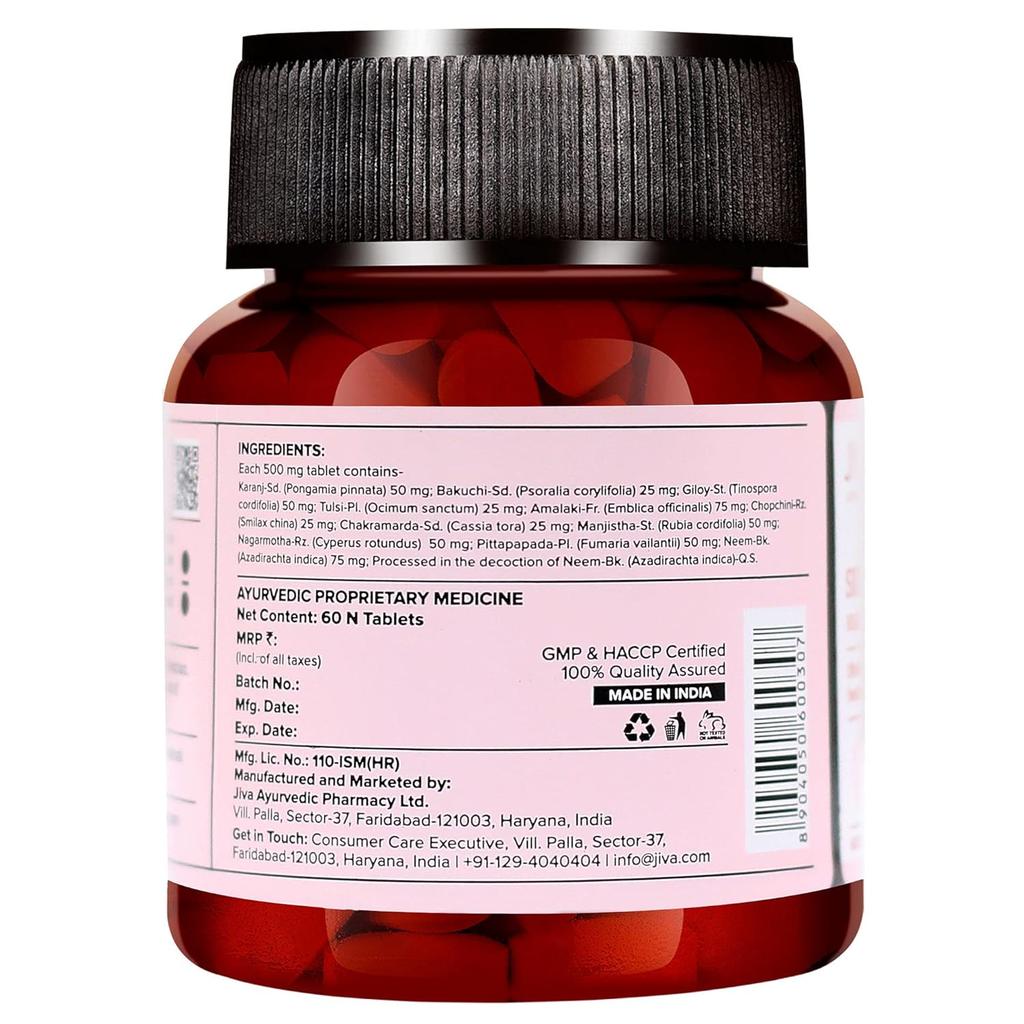 Jiva Skin-Fit Ayurvedic Tablets 60pcs X Pack of 3 for Skin Health Blood Purification and Natural Glow