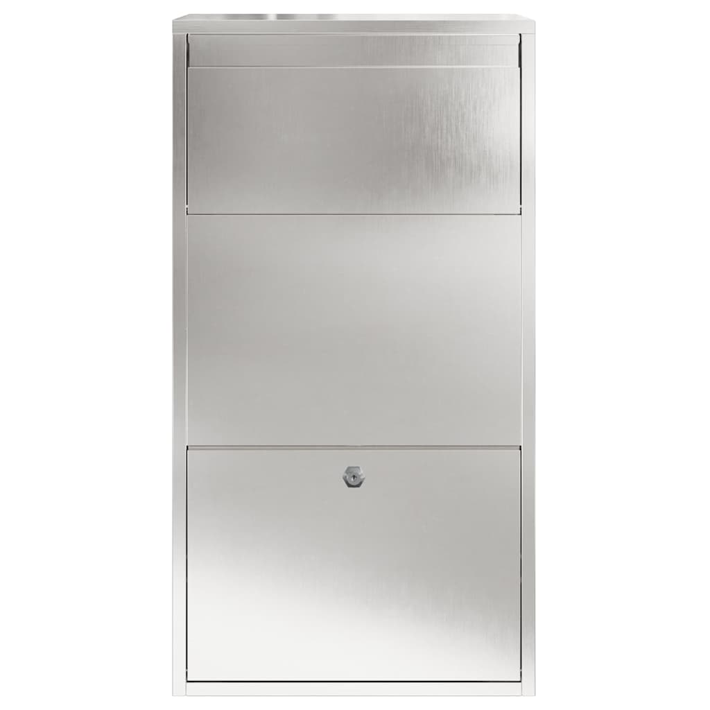 Parcel Drop Box with Storage Silver 44 x 22 x 82 cm Stainless Steel