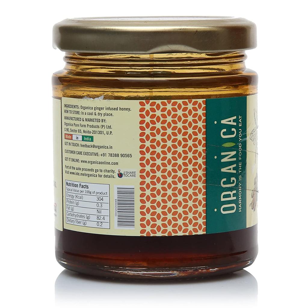 Натуральный Мед с Имбирем (200 г), Ginger Infused Organic Honey,  Organica