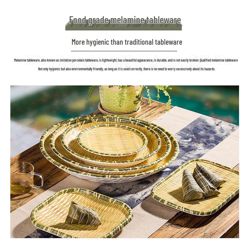Wuhe Melamine Bamboo Style Round Plate