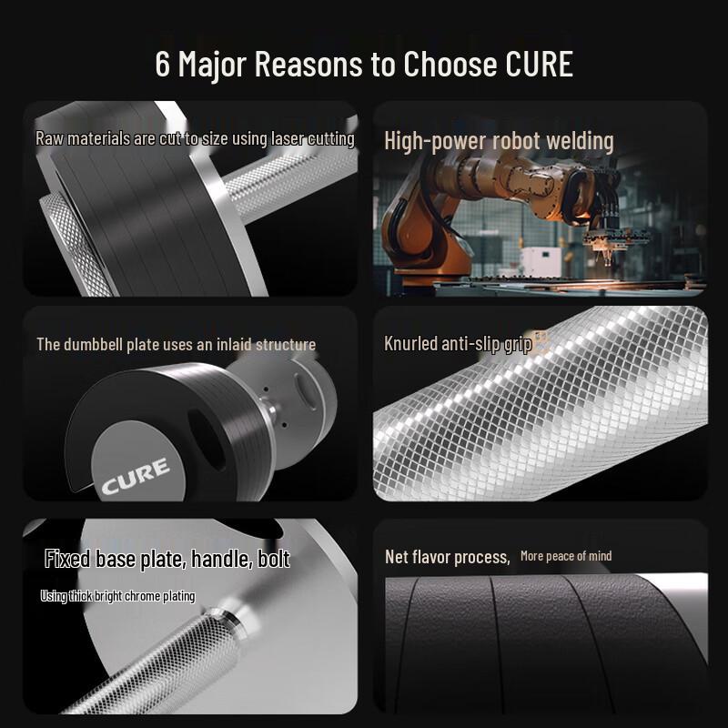 Набор регулируемых стальных гантелей CURE, пара 8 кг