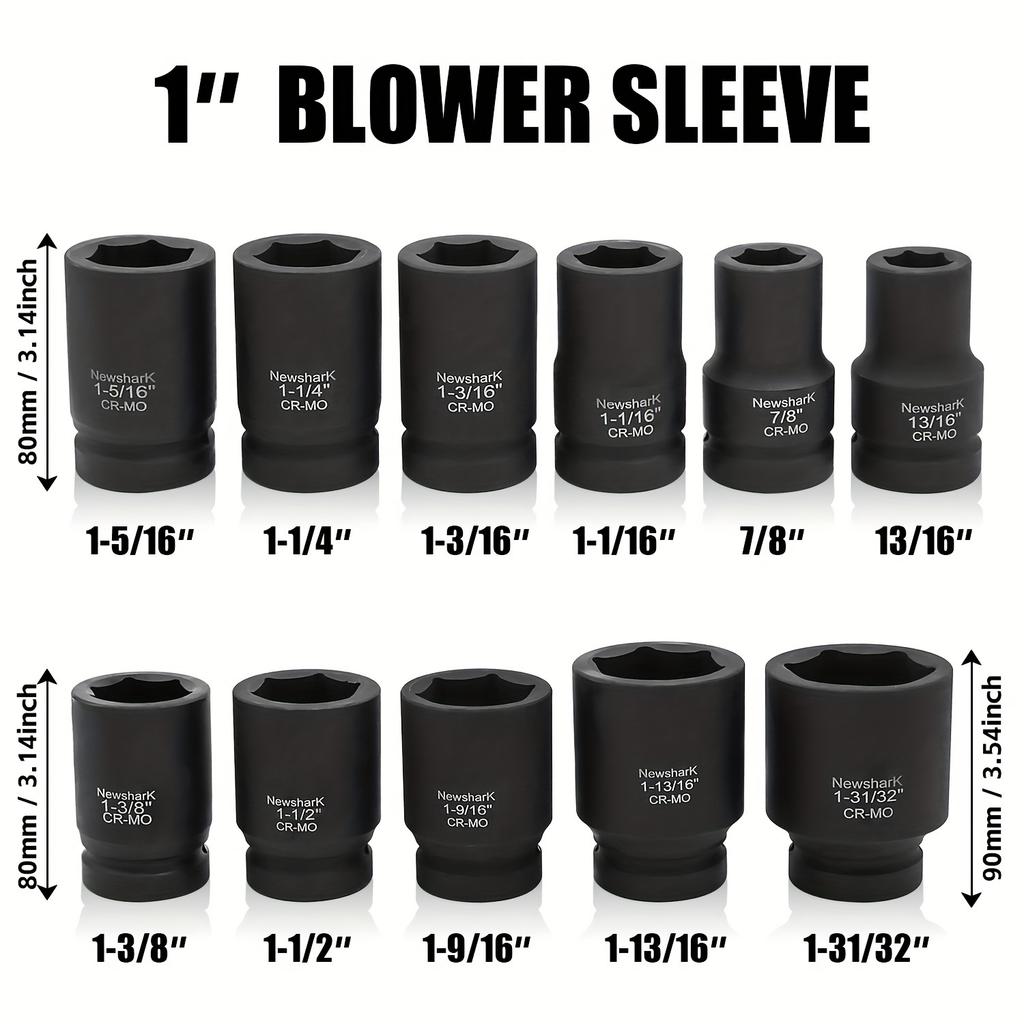 Набор глубоких торцевых головок, 11 шт., дюймовый (1-5/16"-1-31/32"),Набор торцевых головок с 6-гранным Cr-Mo шпинделем для авторемонта и домашнего ремонта