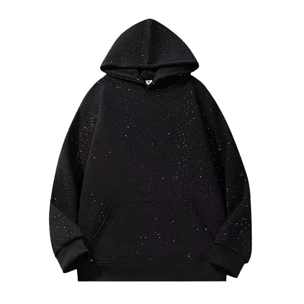 Heavyweight 320g Star Sequin Hoodie - Unisex, High-End, Rebellious, Round Neck for Autumn/Winter