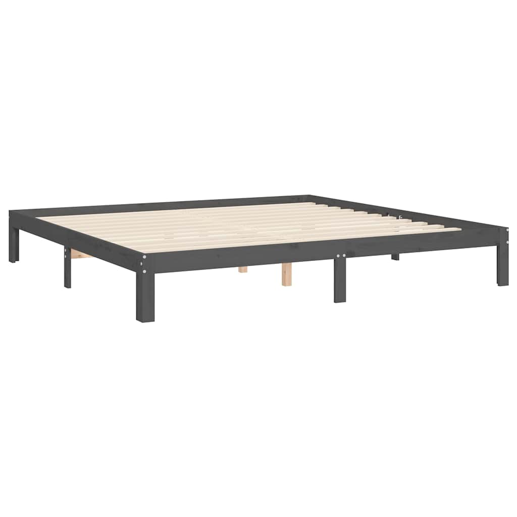 Solid Wood Bed with Headboard Gray 200x200 cm