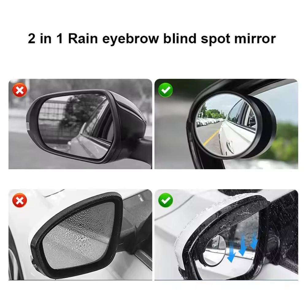 Автомобильное зеркало заднего вида Rain Eyebrow Mini Round Mirror Integrated Rain Visor Carbon Mirror Fiber Sun Cover Side Automob Accesso E4H7
