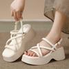 Women's Summer Chunky Platform  Fashion Cross Strap Gladiator Shoes Thick Bottom Wedge Heel Sandals for Women