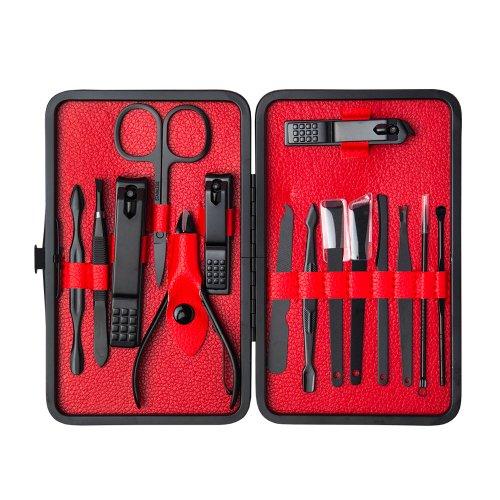 Carbon Black Nail Care 15-piece Set Nail Clipper Cuticle Remover Hand and Foot Care Gift for Home Use