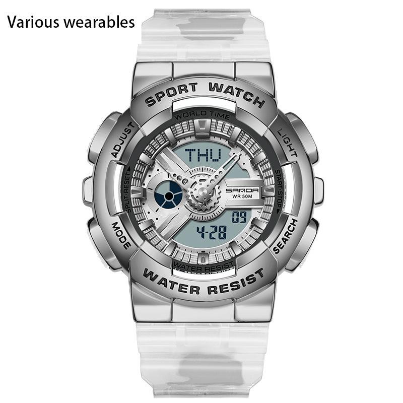 С функцией подсветки руки Творческая личность Мужские Двойной Дисплей Синхронный Механизм Электронные Часы