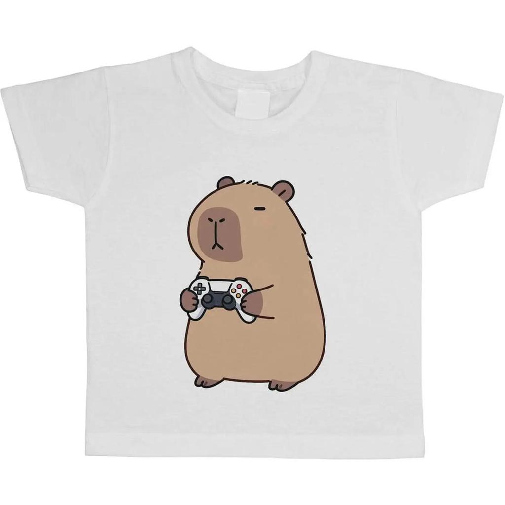 Quot Gaming Capybara Kinder T Shirt Baumwolle Ts062535 Vintage Fashion Comfortable Graphic Versatile Slightly Soft