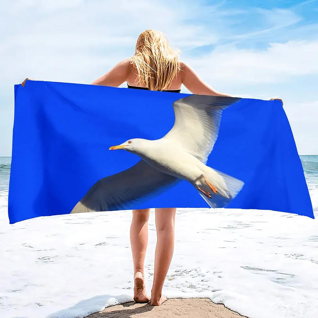 Seagull Beach Towel,Microfiber Beach Towel Fast Drying,Sand Free Beach Towel Super Lightweight Towels For Swimming Pool,Camping