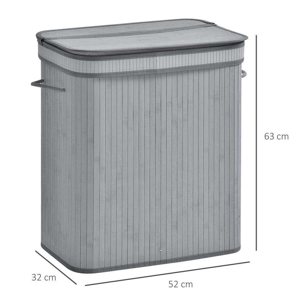 100L Natural Wood Laundry Basket A Compartment w/Flip Lid Removable Lining Handles Board Base Foldable Durable Water-Resistant Dirty Clothes Storage
