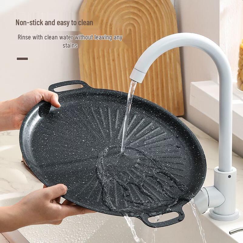 Круглая чугунная сковорода-гриль в корейском стиле