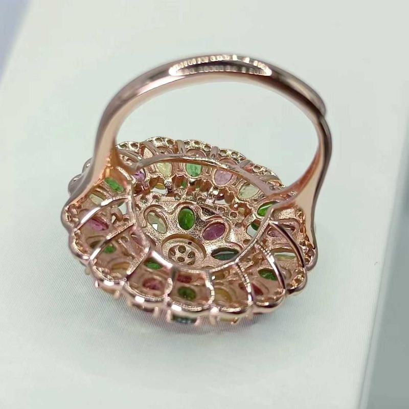 Sace Gems Кольца из стерлингового серебра 925 пробы 3*4 мм с натуральным турмалином для женщин, ювелирные украшения для помолвки, коктейлей и вечеринок